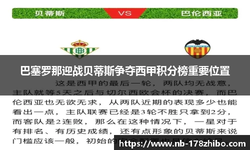 巴塞罗那迎战贝蒂斯争夺西甲积分榜重要位置