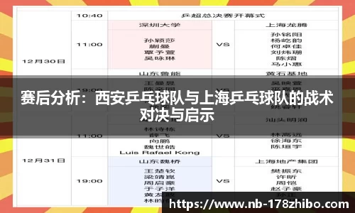 赛后分析：西安乒乓球队与上海乒乓球队的战术对决与启示